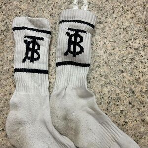 White Burberry Socks with Black Logo